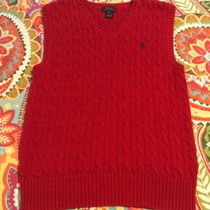 Red Polo Sweater Vest ( Youth ) Large 14-16